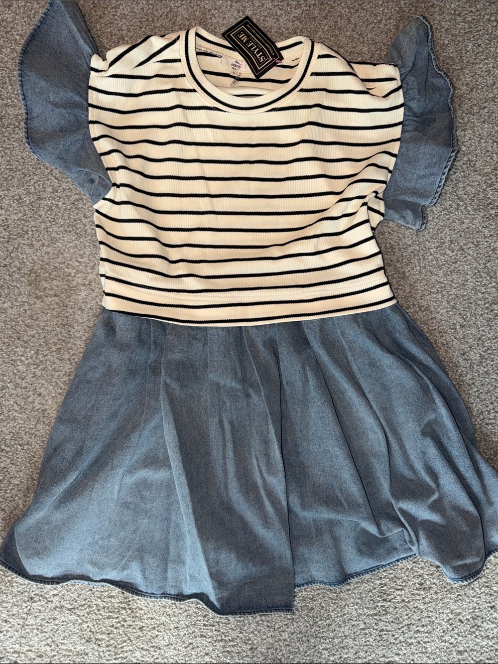 Entro denim 2-fer dress small, boxy fit new